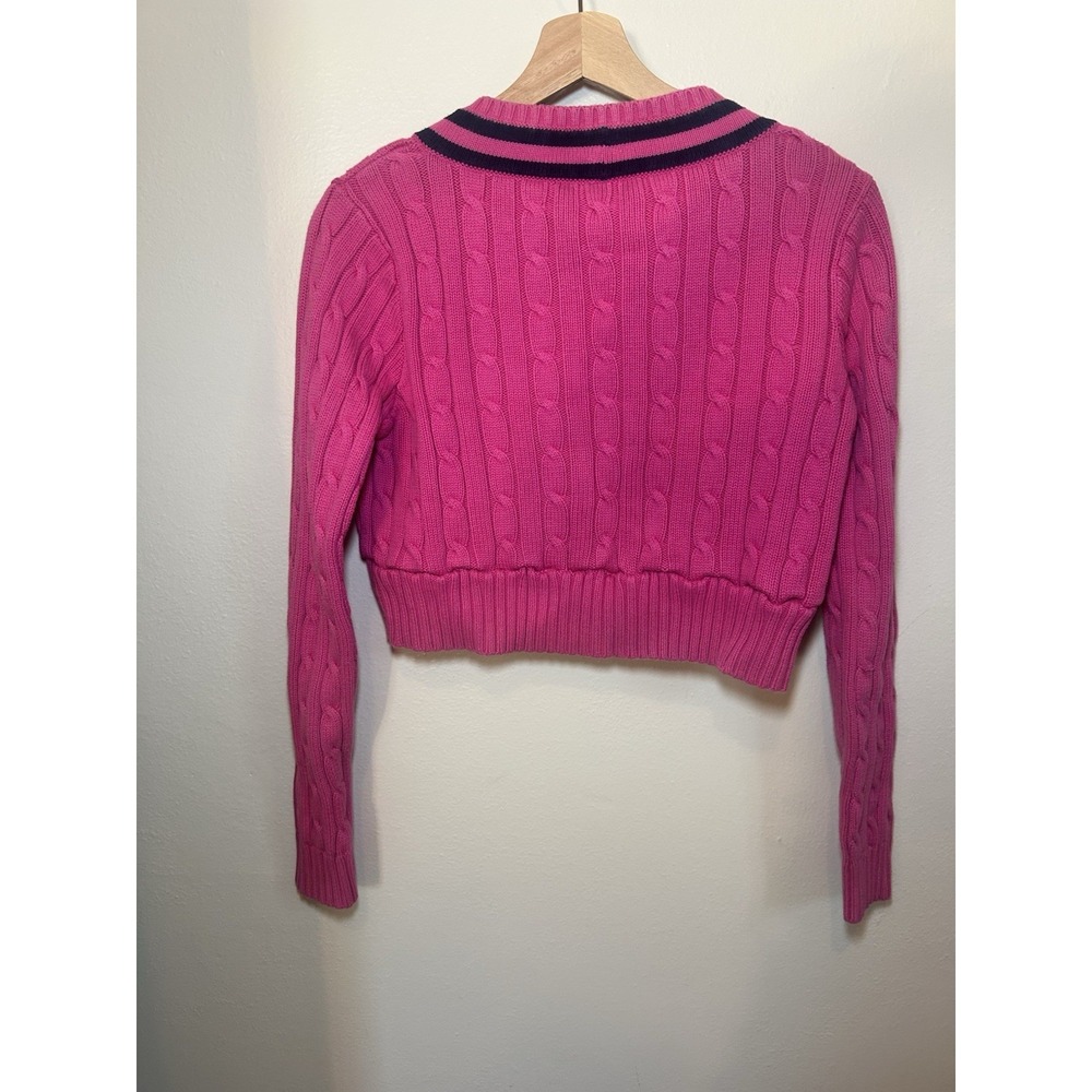 Vintage Ralph Lauren Sport Pink Cropped Cricket Sweater - Y2K Preppy Coquette - Picture 6 of 7